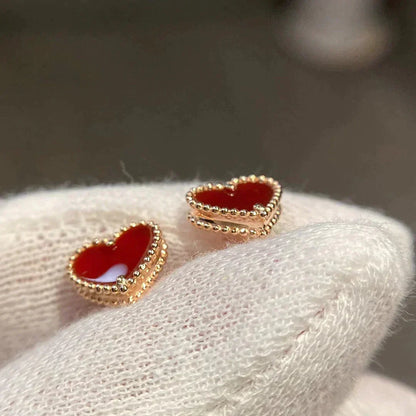 [⭐Mirelle]HEART CARNELIAN STUD EARRINGS