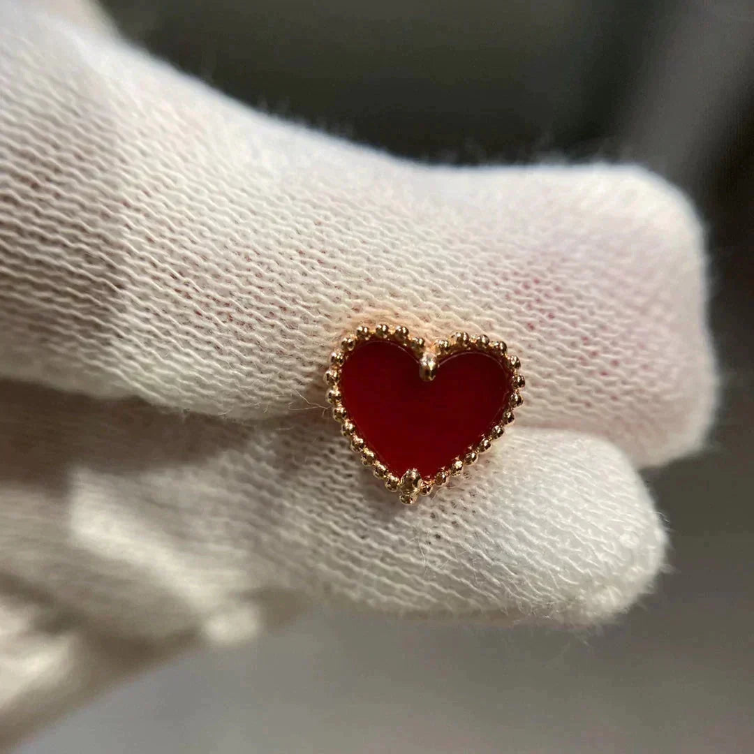 [⭐Mirelle]HEART CARNELIAN STUD EARRINGS