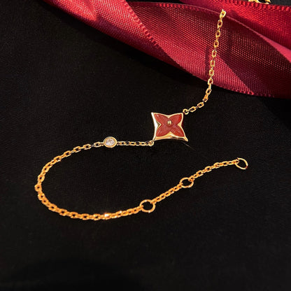 [⭐Mirelle]COLOR STAR CARNELIAN PINK GOLD DIAMOND BRACELET