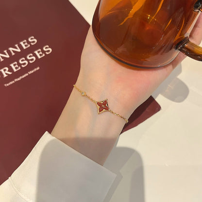 [⭐Mirelle]COLOR STAR CARNELIAN PINK GOLD DIAMOND BRACELET