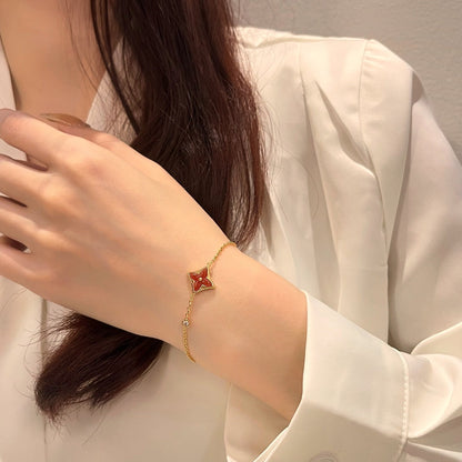 [⭐Mirelle]COLOR STAR CARNELIAN PINK GOLD DIAMOND BRACELET
