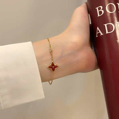 [⭐Mirelle]COLOR STAR CARNELIAN PINK GOLD DIAMOND BRACELET