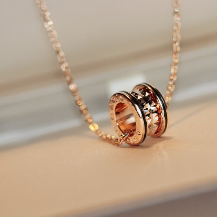 [⭐Mirelle]ZERO 1 ROCK PEDANT PINK GOLD BLACK NECKLACE