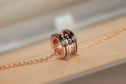 [⭐Mirelle]ZERO 1 ROCK PEDANT PINK GOLD BLACK NECKLACE