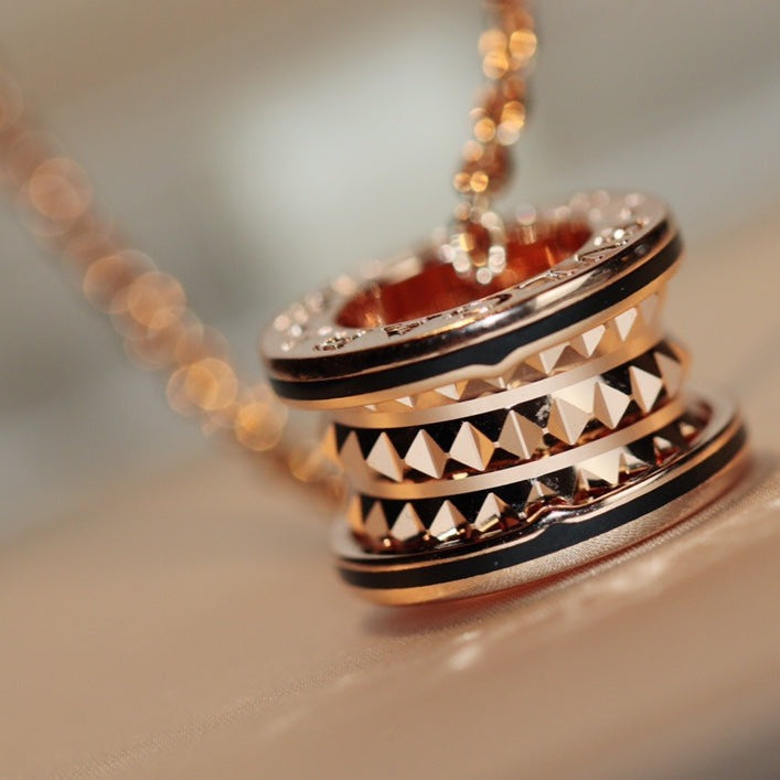 [⭐Mirelle]ZERO 1 ROCK PEDANT PINK GOLD BLACK NECKLACE