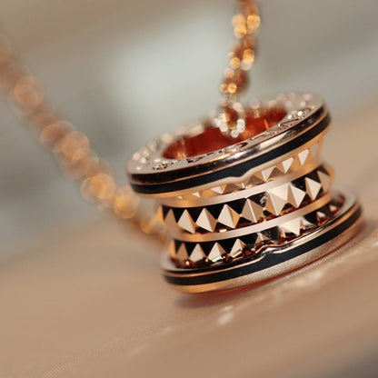 [⭐Mirelle]ZERO 1 ROCK PEDANT PINK GOLD BLACK NECKLACE