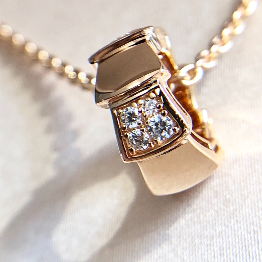 [⭐Mirelle]SERPENTI PEDANT DIAMOND PINK GOLD NECKLACE