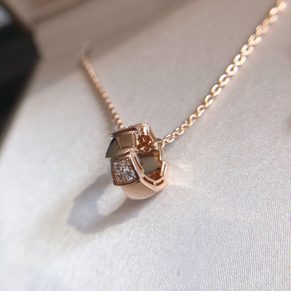[⭐Mirelle]SERPENTI PEDANT DIAMOND PINK GOLD NECKLACE