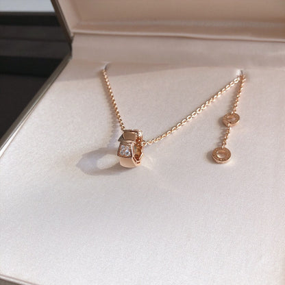 [⭐Mirelle]SERPENTI PEDANT DIAMOND PINK GOLD NECKLACE