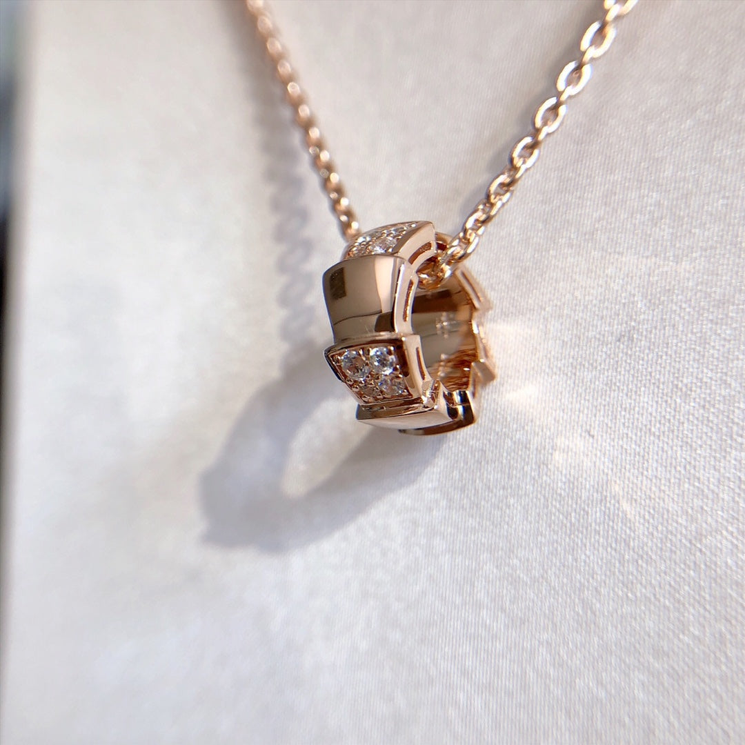 [⭐Mirelle]SERPENTI PEDANT DIAMOND PINK GOLD NECKLACE