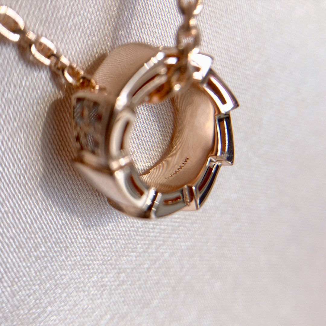 [⭐Mirelle]SERPENTI PEDANT DIAMOND PINK GOLD NECKLACE