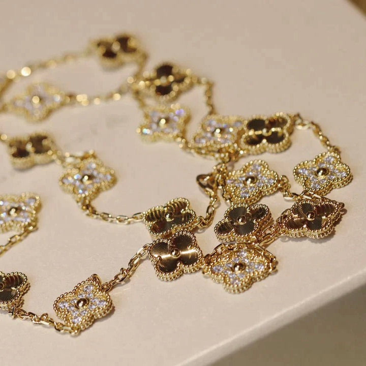[⭐Mirelle]CLOVER 20 MOTIFS LASER DIAMOND NECKLACE