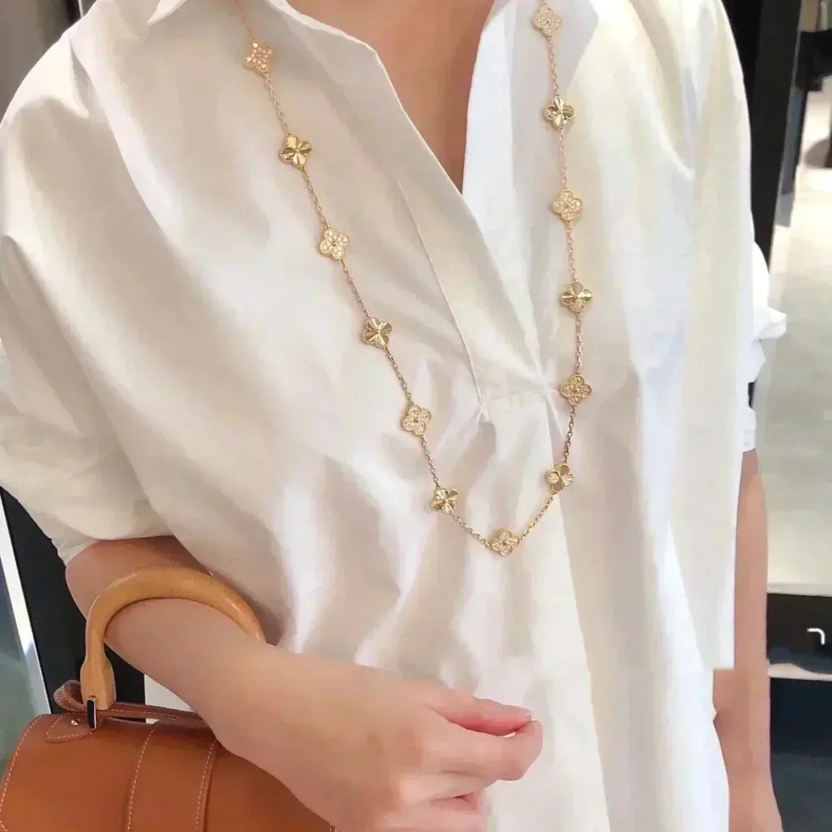 [⭐Mirelle]CLOVER 20 MOTIFS LASER DIAMOND NECKLACE