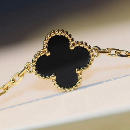[⭐Mirelle]CLOVER 20 MOTIFS ONYX NECKLACE