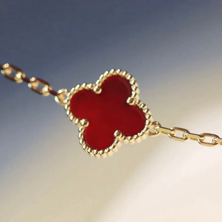 [⭐Mirelle]CLOVER 20 MOTIFS CARNELIAN NECKLACE