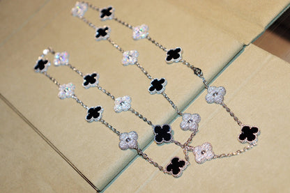 [⭐Mirelle]CLOVER 20 MOTIFS ONYX DIAMOND SILVER