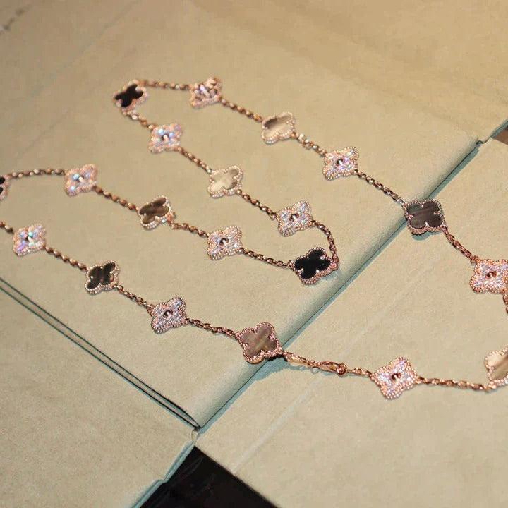 [⭐Mirelle]CLOVER 20 MOTIFS DARK MOP DIAMOND  NECKLACE