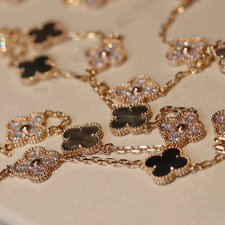 [⭐Mirelle]CLOVER 20 MOTIFS DARK MOP DIAMOND  NECKLACE