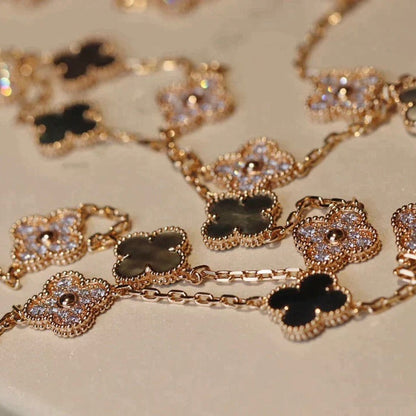[⭐Mirelle]CLOVER 20 MOTIFS DARK MOP DIAMOND  NECKLACE