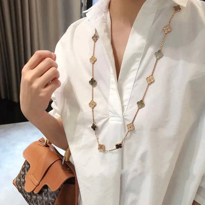 [⭐Mirelle]CLOVER 20 MOTIFS DARK MOP DIAMOND  NECKLACE