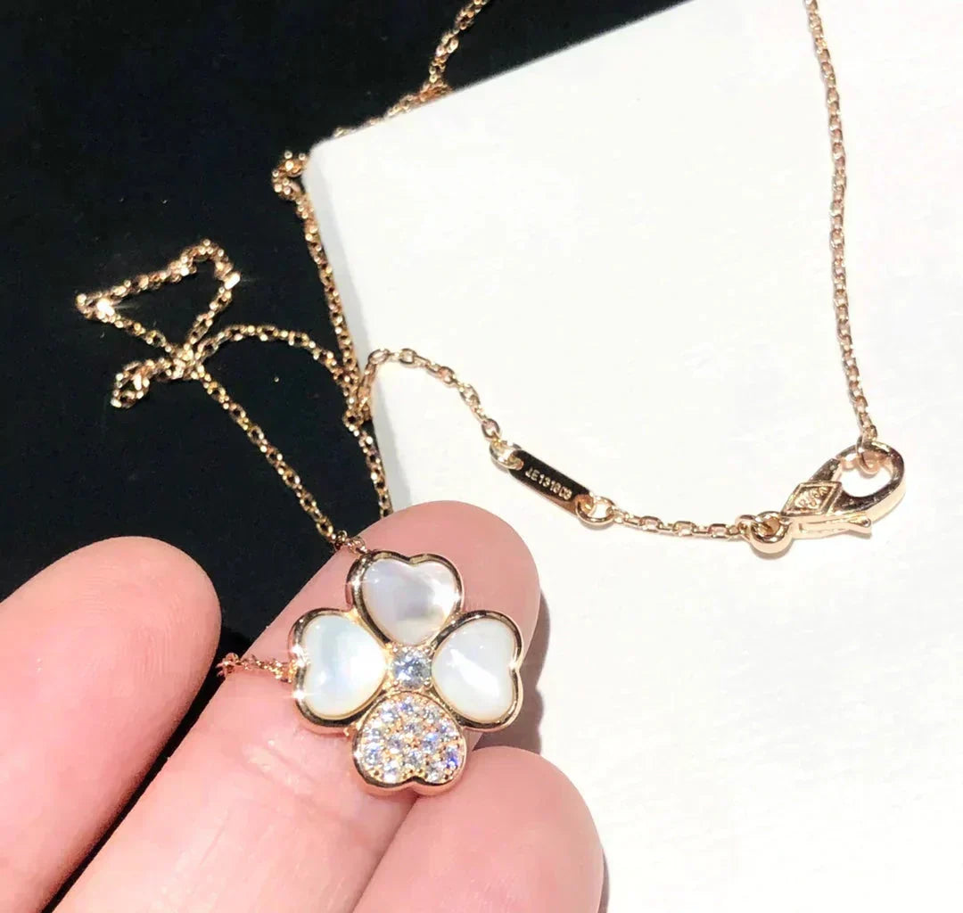 [⭐Mirelle]CLOVER MOP DIAMOND ROSE GOLD NECKLACE