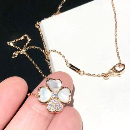 [⭐Mirelle]CLOVER MOP DIAMOND ROSE GOLD NECKLACE