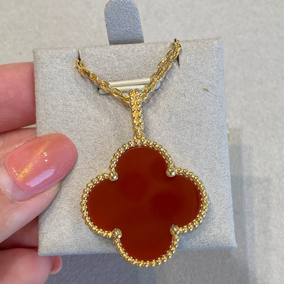 [⭐Mirelle]CLOVER 25MM NECKLACE GOLD CARNELIAN