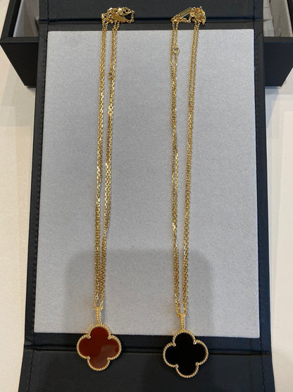 [⭐Mirelle]CLOVER 25MM NECKLACE GOLD CARNELIAN