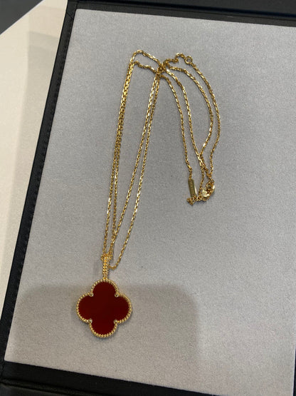 [⭐Mirelle]CLOVER 25MM NECKLACE GOLD CARNELIAN