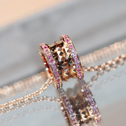 [⭐Mirelle]ZERO 1 ROCK PINK GOLD PINK DIAMOND NECKLACE