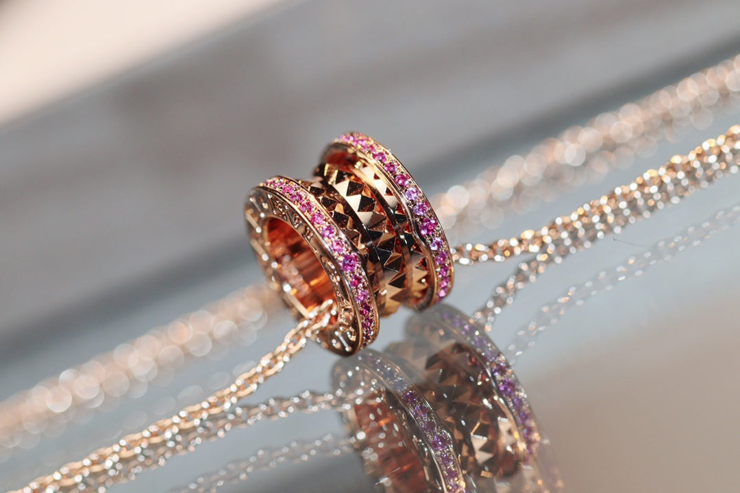 [⭐Mirelle]ZERO 1 ROCK PINK GOLD PINK DIAMOND NECKLACE