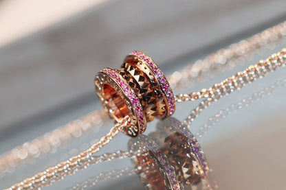 [⭐Mirelle]ZERO 1 ROCK PINK GOLD PINK DIAMOND NECKLACE