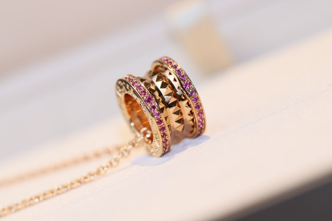 [⭐Mirelle]ZERO 1 ROCK PINK GOLD PINK DIAMOND NECKLACE