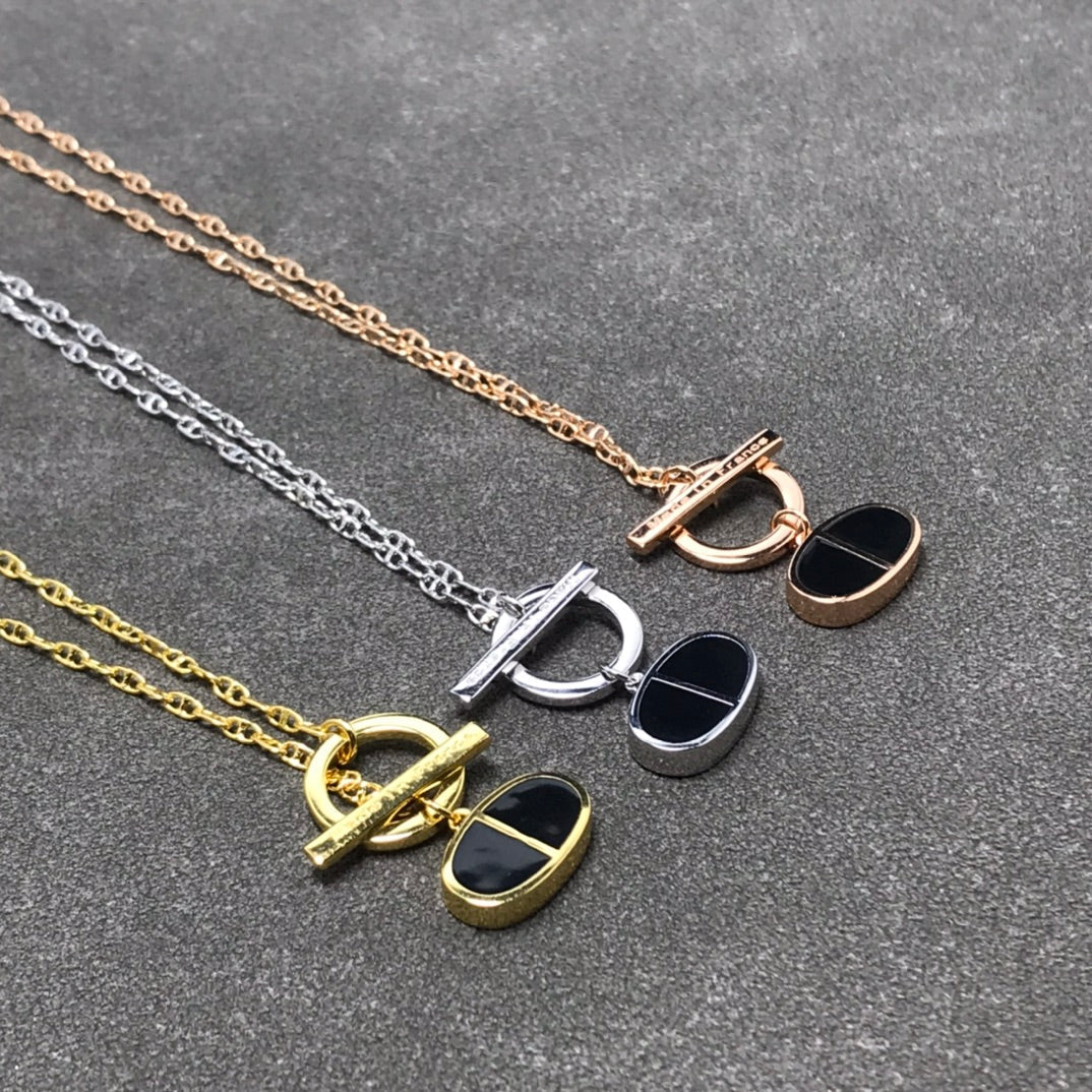 [⭐Mirelle]CHAINE VERSO BLACK CERAMIC  NECKLACE