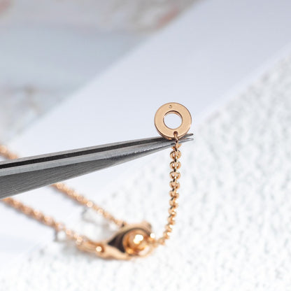 [⭐Mirelle]ZERO 1 WHITE CERAMIC PINK GOLD DIAMOND NECKLACE