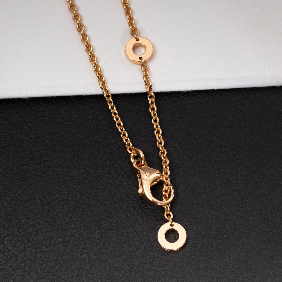 [⭐Mirelle]ZERO 1 WHITE CERAMIC PINK GOLD DIAMOND NECKLACE