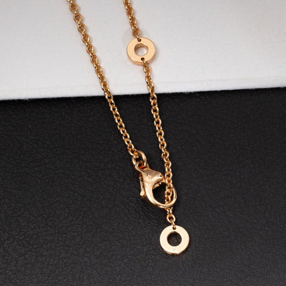 [⭐Mirelle]ZERO 1 WHITE CERAMIC PINK GOLD DIAMOND NECKLACE