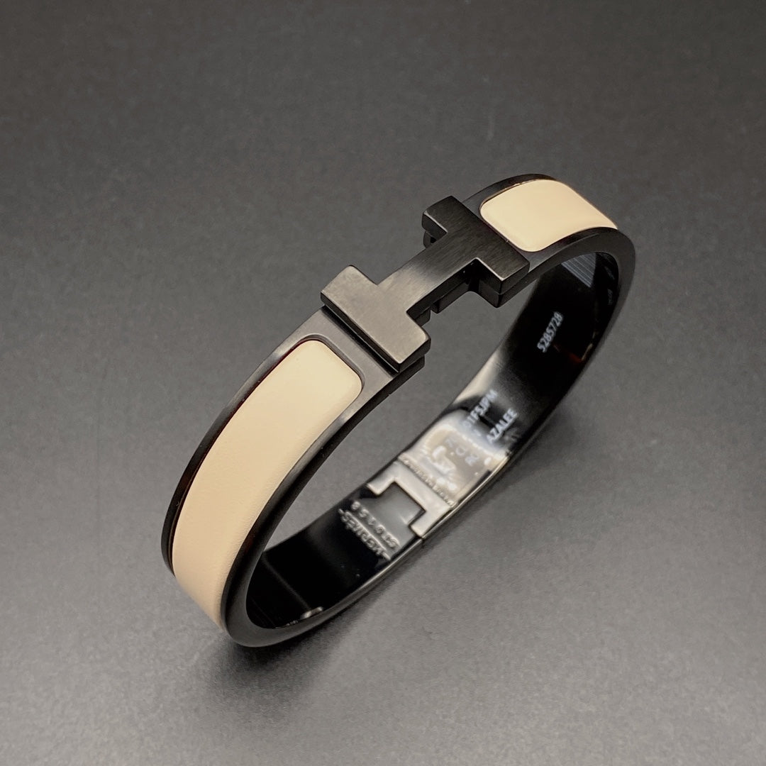 [⭐Mirelle]H BRACELET 12MM BLACK BEIGE CERAMIC