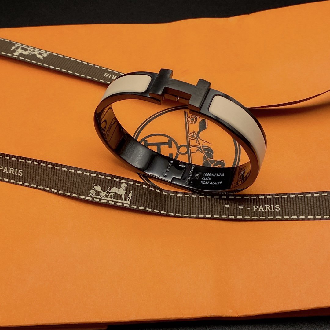 [⭐Mirelle]H BRACELET 12MM BLACK BEIGE CERAMIC
