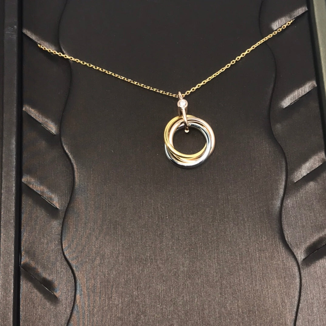 [⭐Mirelle]TRINITY SILVER GOLD PINK GOLD NECKLACE