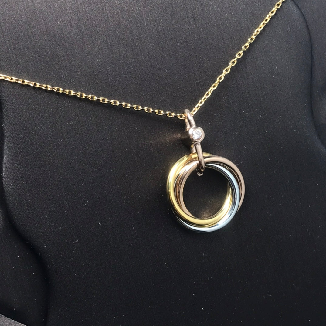 [⭐Mirelle]TRINITY SILVER GOLD PINK GOLD NECKLACE