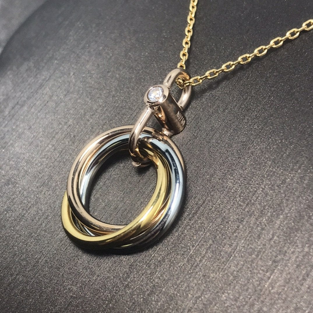 [⭐Mirelle]TRINITY SILVER GOLD PINK GOLD NECKLACE