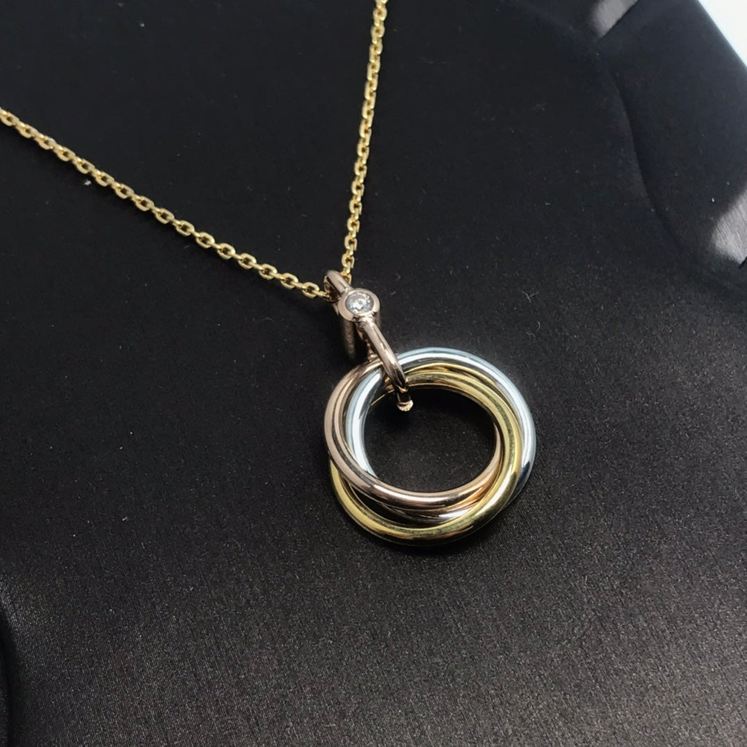[⭐Mirelle]TRINITY SILVER GOLD PINK GOLD NECKLACE