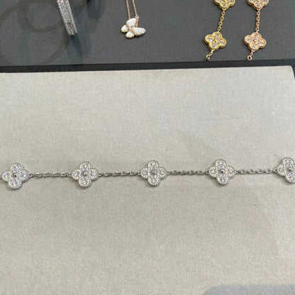 [⭐Mirelle] CLOVER 5 MOTIF FULL DIAMOND BRACELET COLLECTION