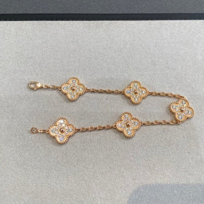 [⭐Mirelle] CLOVER 5 MOTIF FULL DIAMOND BRACELET COLLECTION