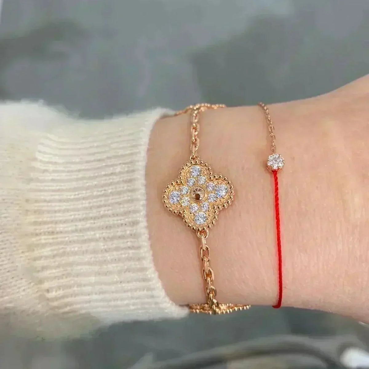 [⭐Mirelle] CLOVER 5 MOTIF FULL DIAMOND BRACELET COLLECTION