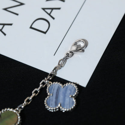 [⭐Mirelle]CLOVER BRACELET 5 MOTIFS MOP CHALCEDONY SILVER