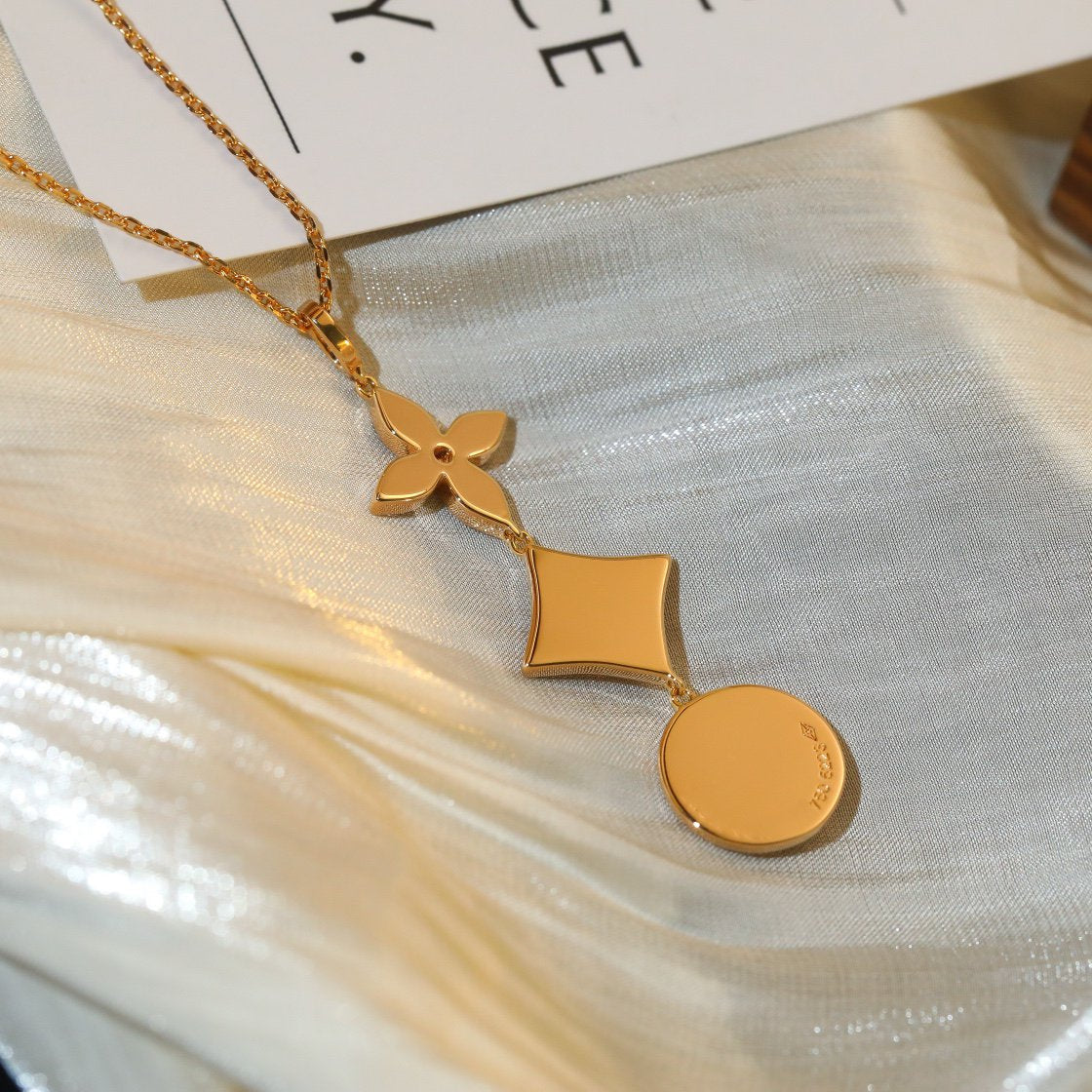 [⭐Mirelle]STAR AND SUN DIAMOND PINK GOLD NECKLACE