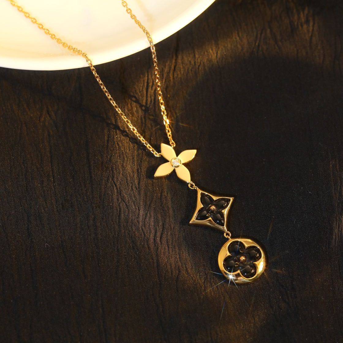 [⭐Mirelle]STAR AND SUN ONYX PINK GOLD NECKLACE