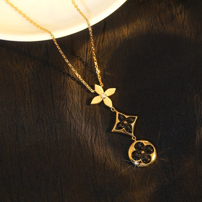 [⭐Mirelle]STAR AND SUN ONYX PINK GOLD NECKLACE